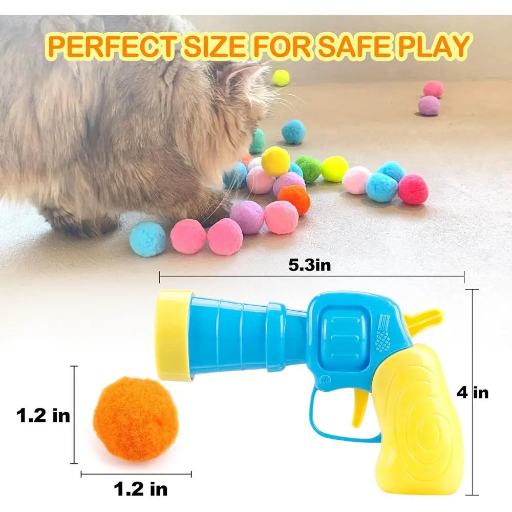 Interactive Cat Ball Launcher Toy With Plush Balls For Cats