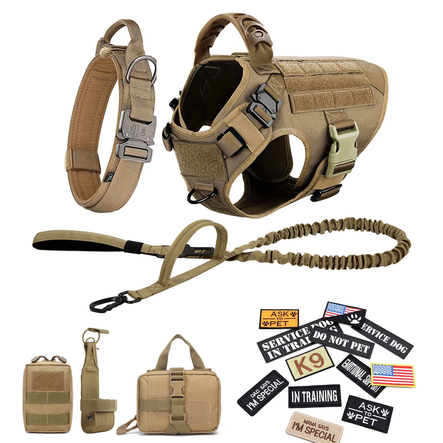 PETRAVELCN Military Dog Harness Vest Training Gear Set