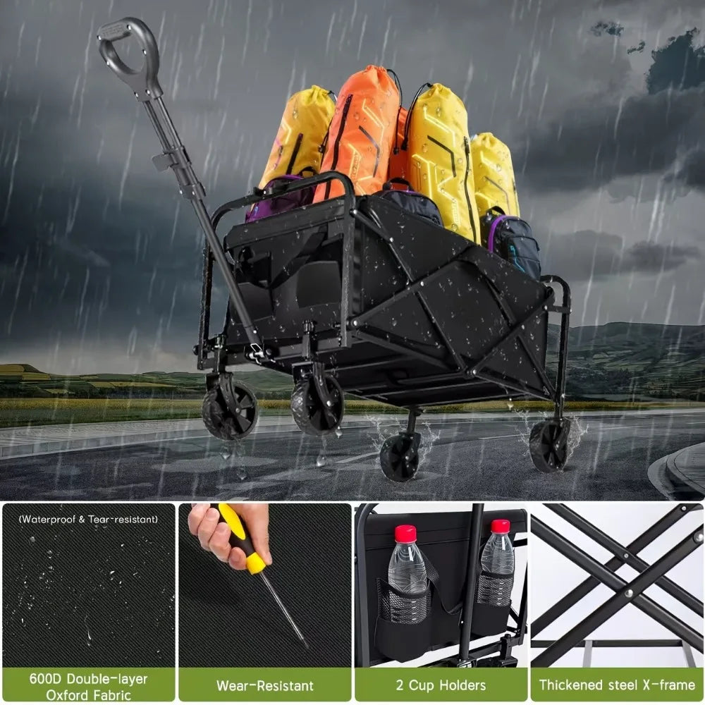 Heavy-Duty All-Terrain Folding Cart With Stainless Steel Frame