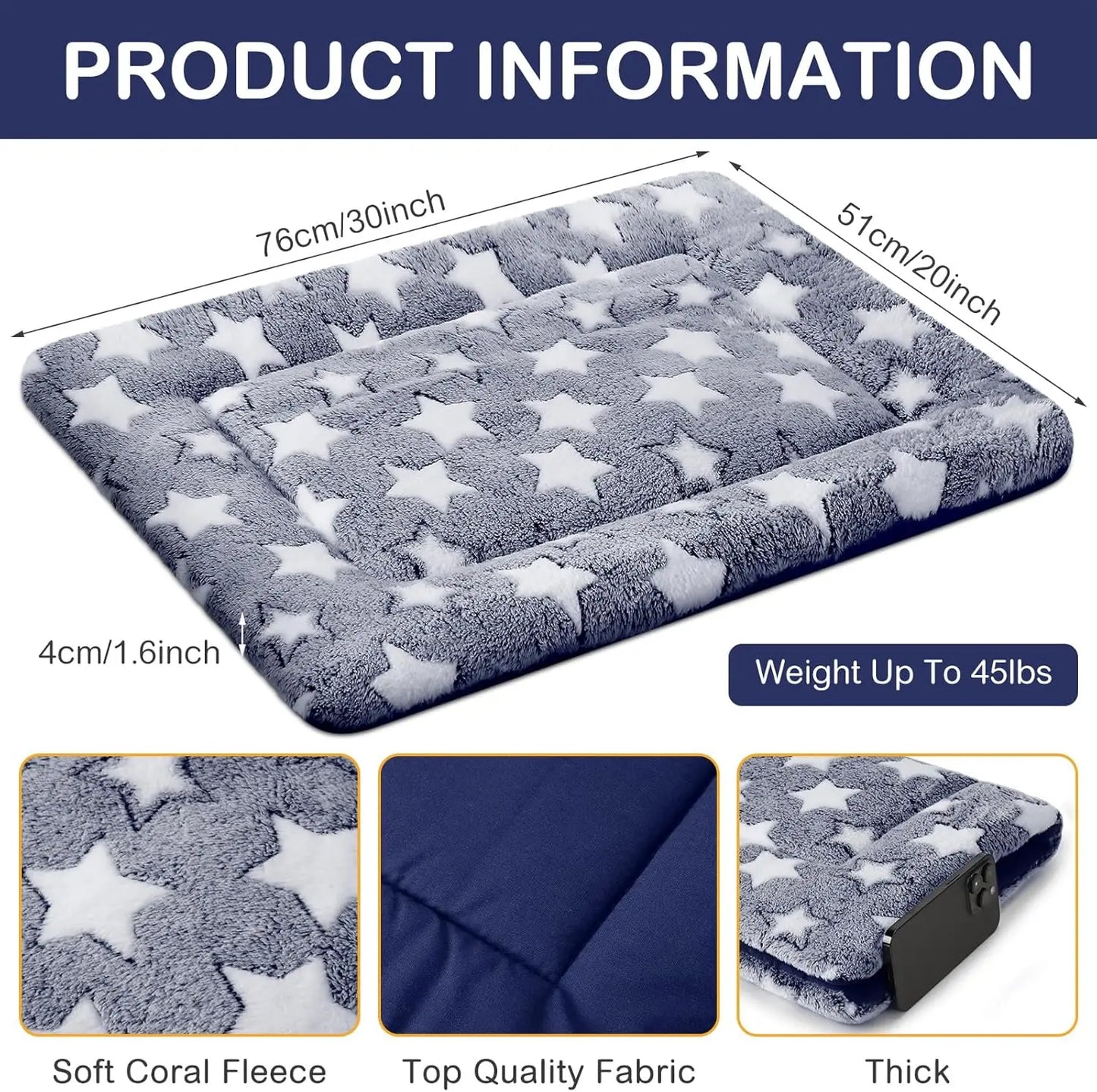 XMSJ Winter Dog Crate Pads Ultra Soft Washable Bed Mats