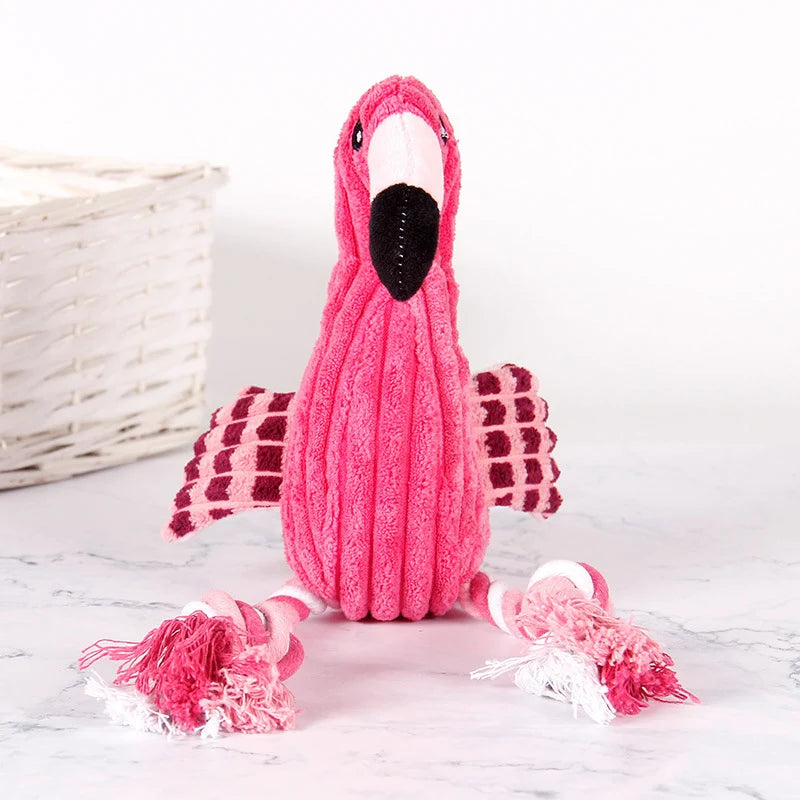 Plush Flamingo Squeaky Dog Chew Toy for Small Dogs