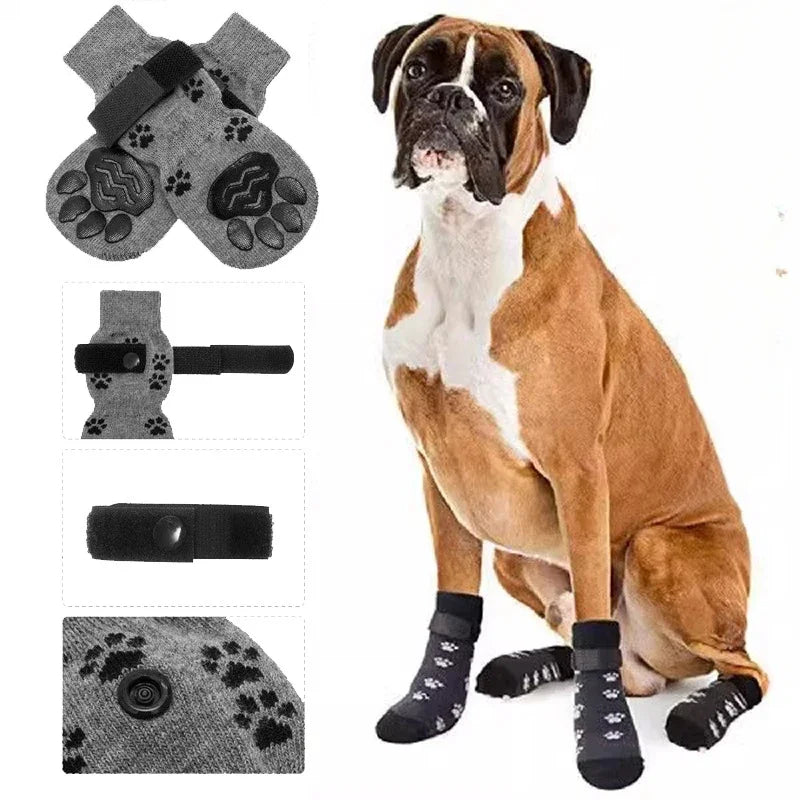 Non Slip Dog Socks With Paw Pattern For Indoor Use