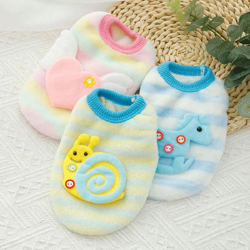 Cute Tea Cup Print Dog Sweater Fleece Winter Coat For Small Dogs