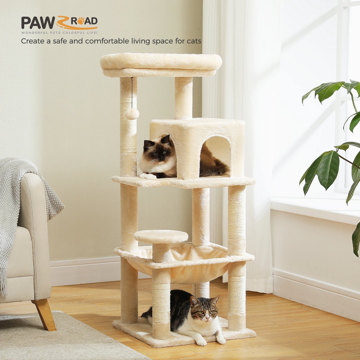 PETEPELA Cat Tree for Indoor Cats Five Level Tower