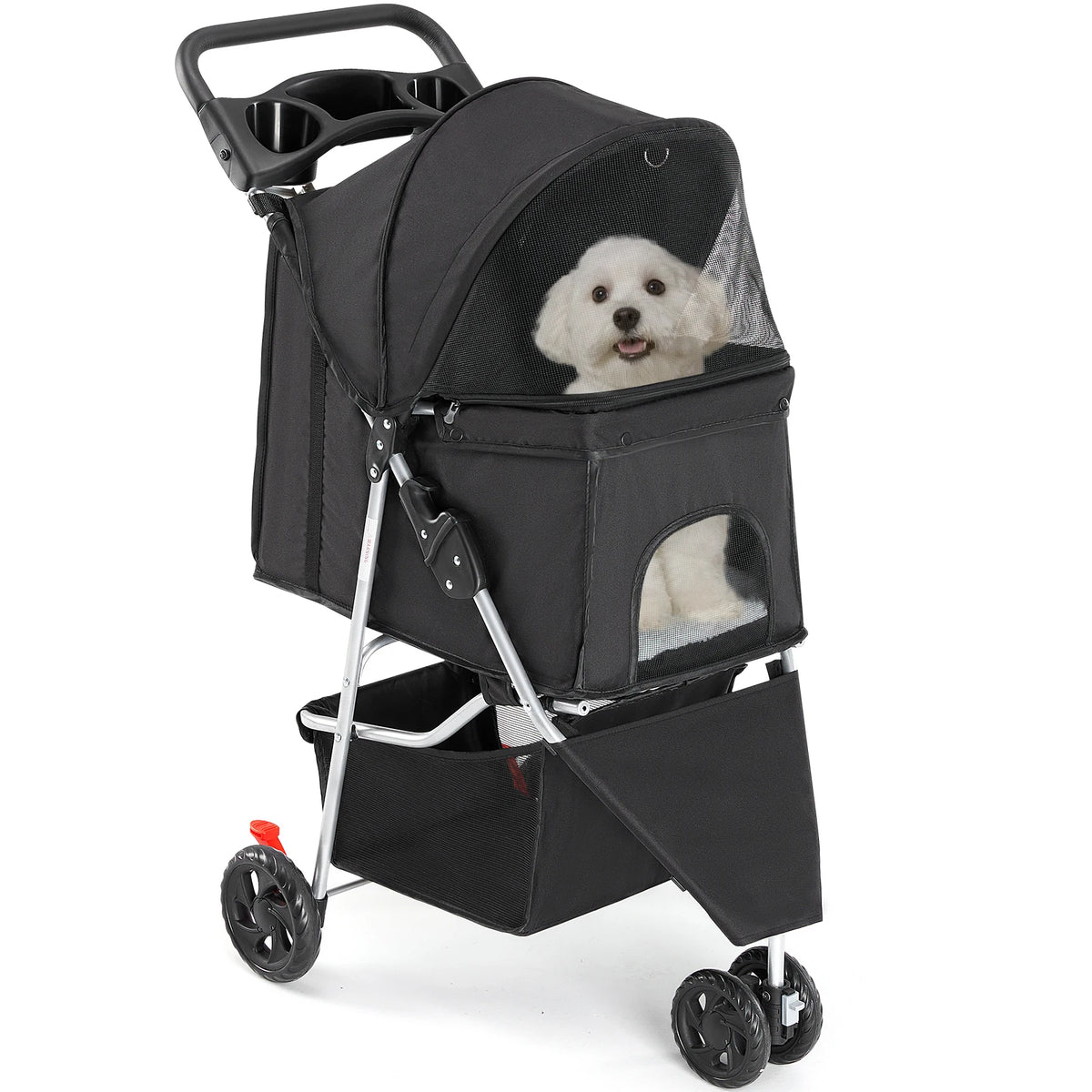 DUMOS Foldable Triple Wheel Pet Stroller For Dogs Cats Outside