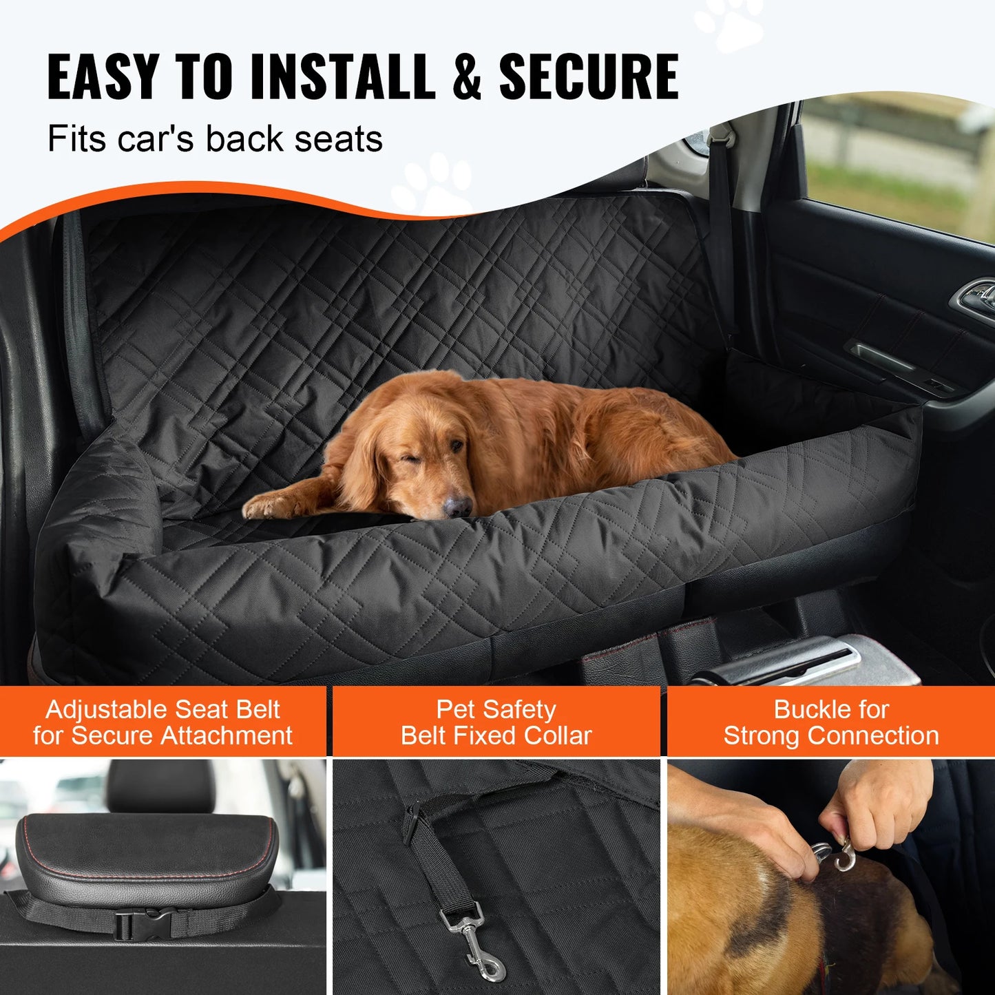 SucceBuy Waterproof Dog Car Seat Booster With Leash