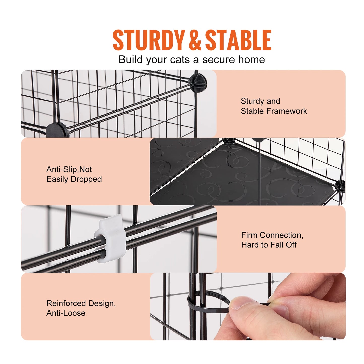 SucceBuy Large Detachable Metal Wire Cat Cage With Ramp And Hammock