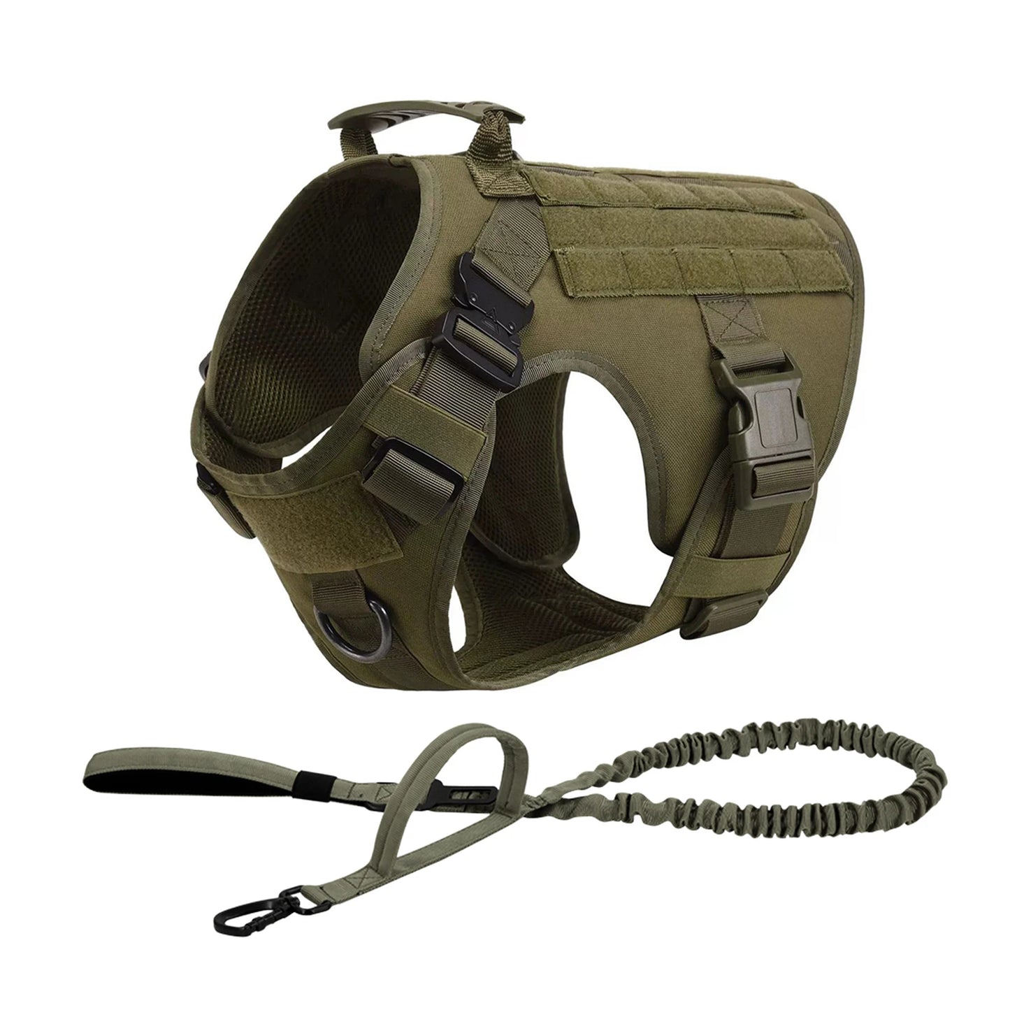 Tactical Nylon Dog Harness Collar Leash Set Training Vest