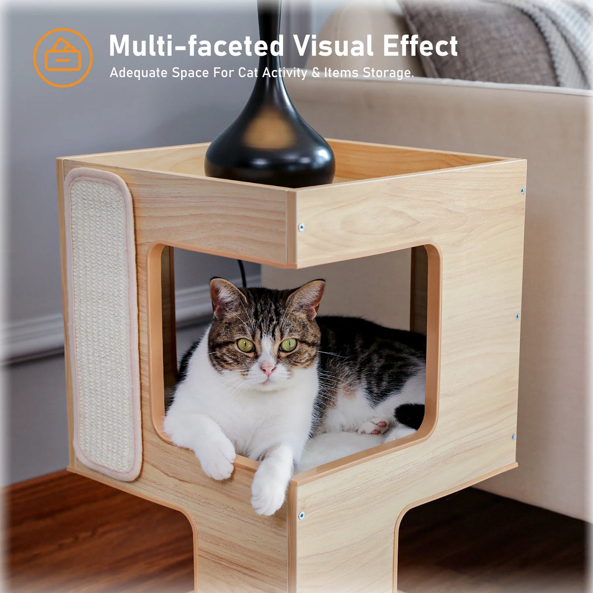 Pawz Road Modern Wood Cat Condo House With Removable Mats