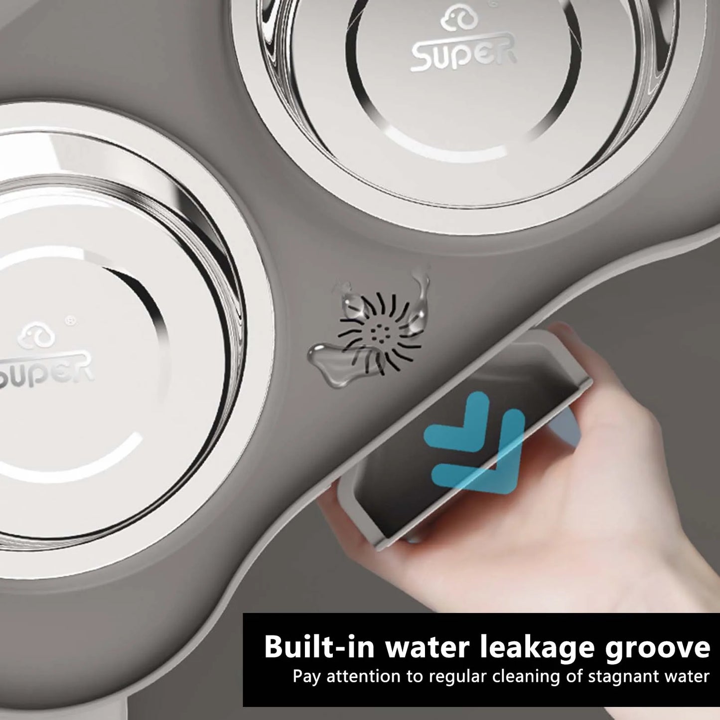 Raised Elevated Dog Bowl Stainless Steel No Spill Non Slip