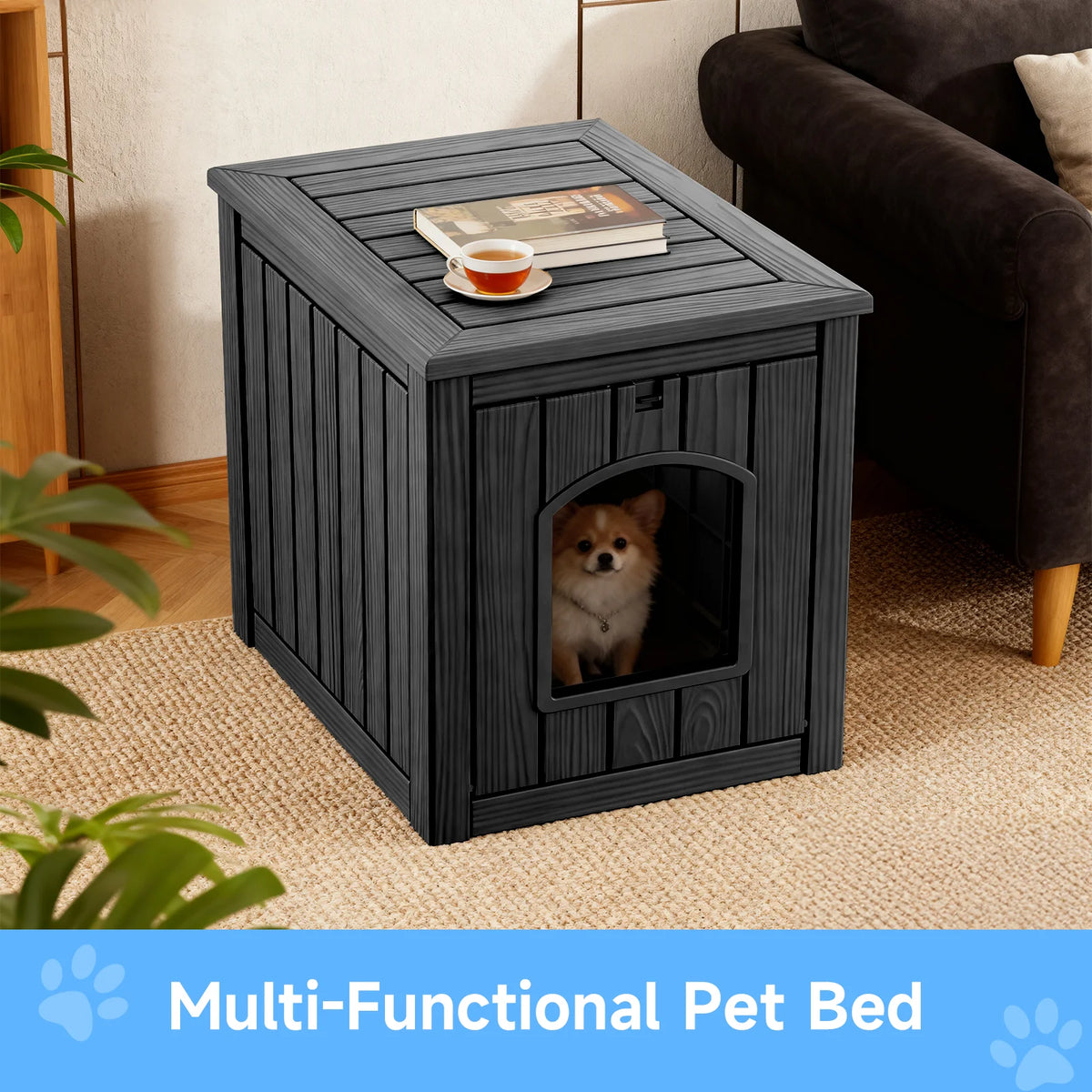 Indoor Outdoor Resin Cat House And Waterproof Pet Kennel Table