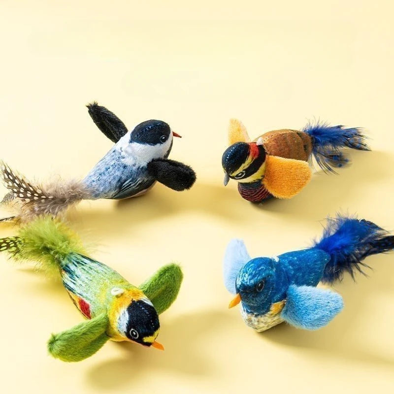 Wall Mounted Sound Activated Plush Bird Catnip Kitten Toy