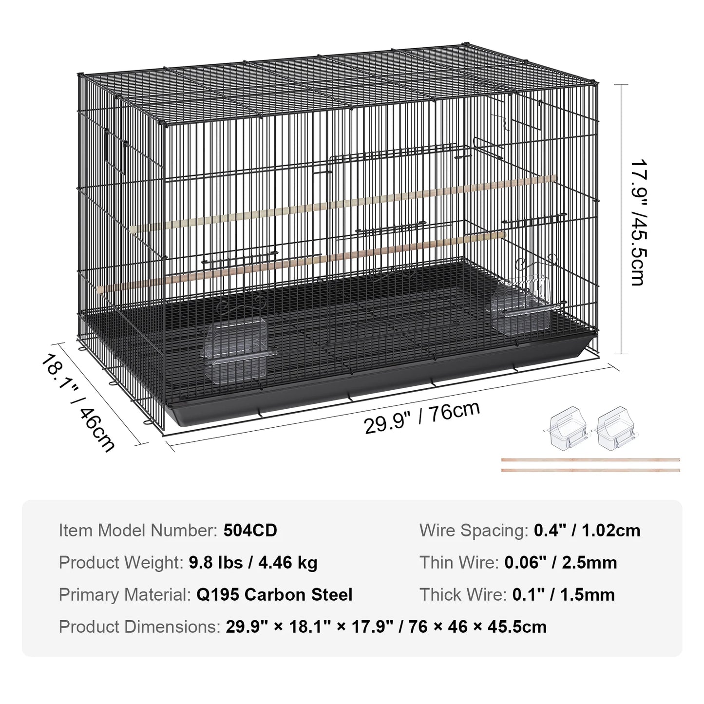 SucceBuy Stainless Steel Parakeet Cage With Rolling Stand Tray