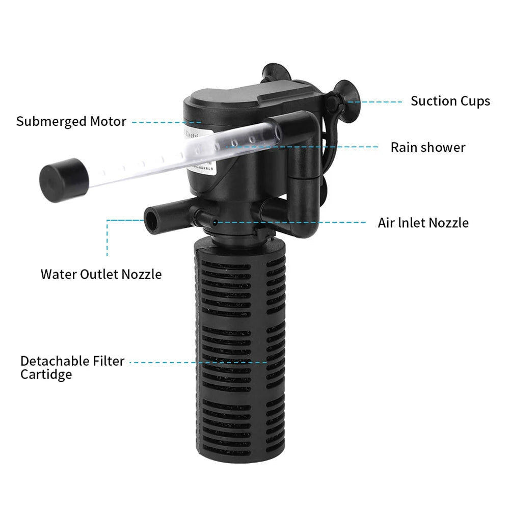 APWIKOGER 3-In-1 Internal Aquarium Filter Submersible Water Purifier