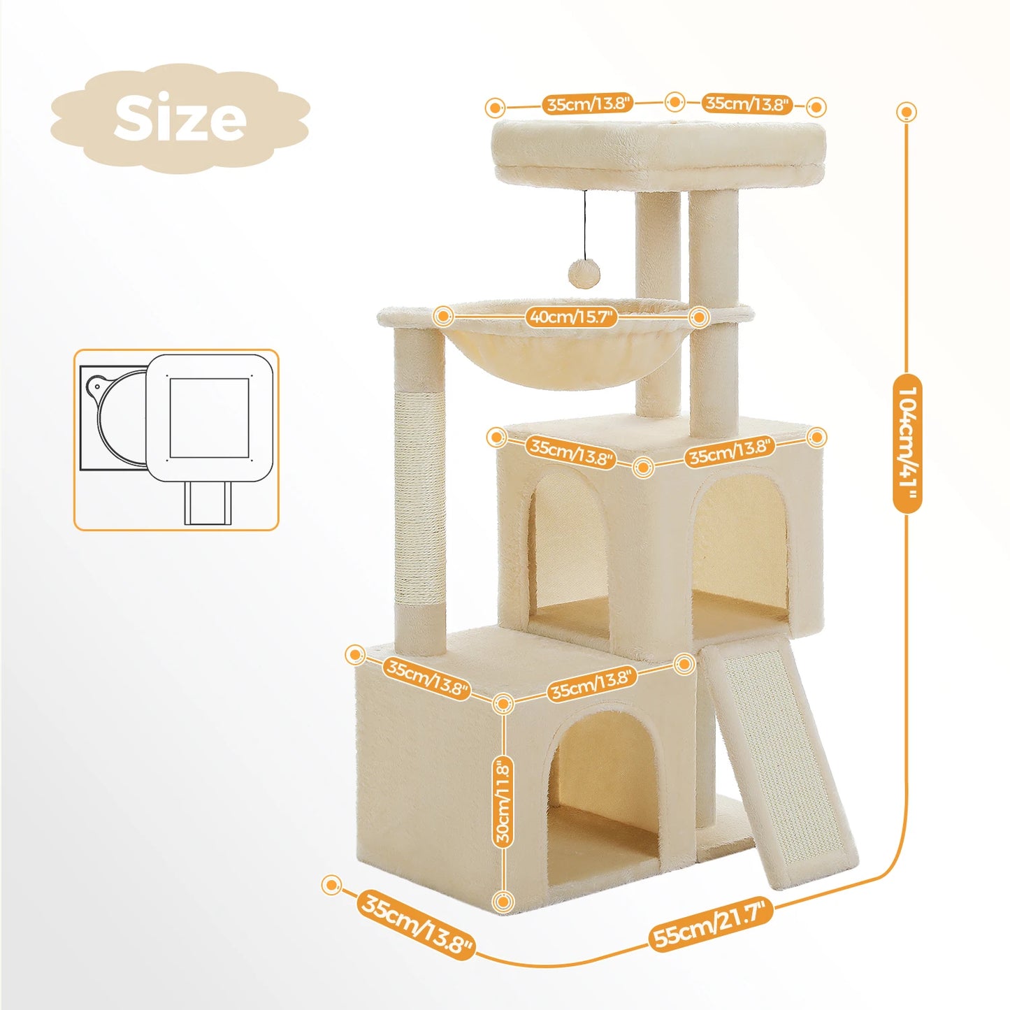 PAWZ Road Large Cat Tree Multi Level Tower With Condos