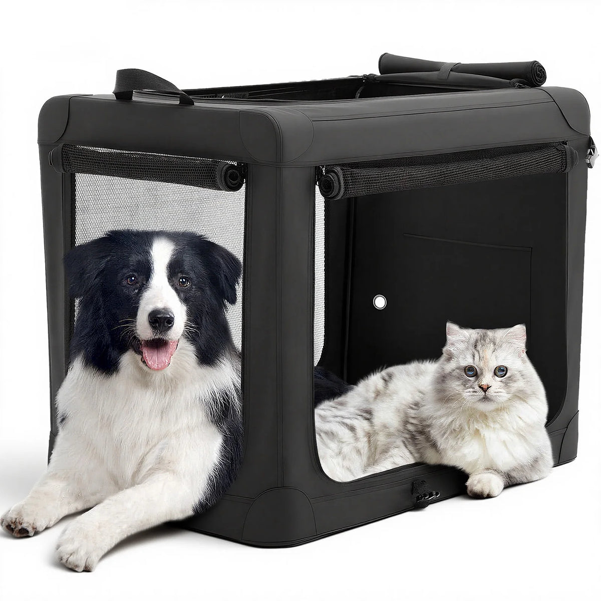 JHK Foldable Soft Dog Crate Pet Kennel With Three Doors