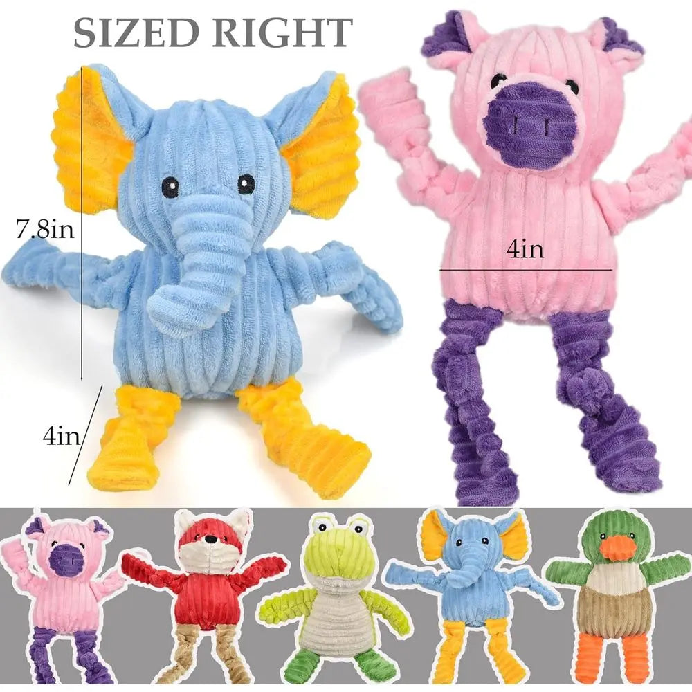 5 Pack Tough Squeaky Plush Dog Toys Bundle For Dogs
