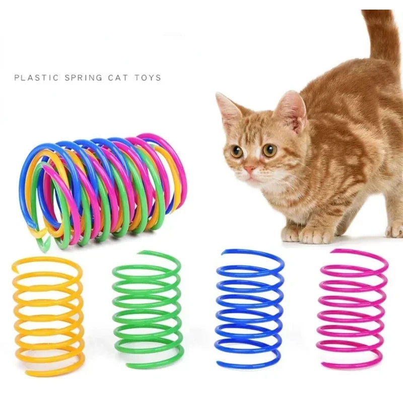 Cat Spring Toys Set For Indoor Cats Durable Plastic Interactive Coils