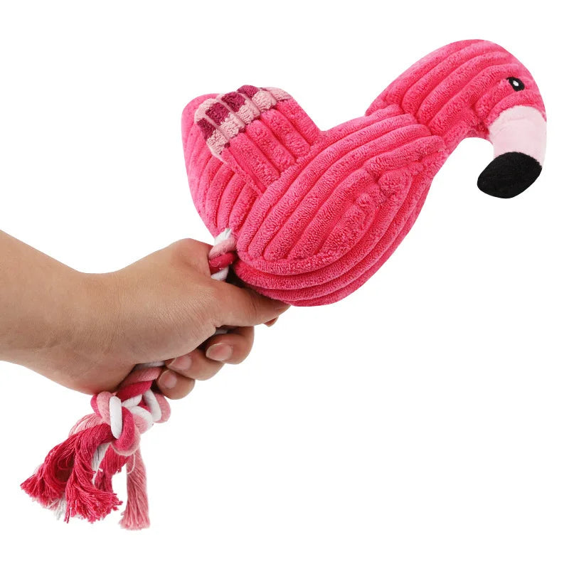 Plush Flamingo Squeaky Dog Chew Toy for Small Dogs