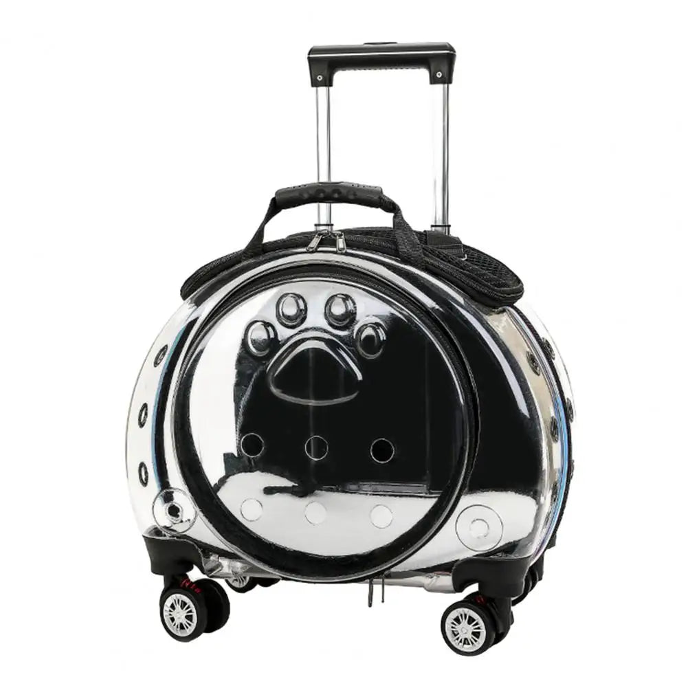 Portable Pet Trolley Case With Silent Wheels And Clear Ventilation