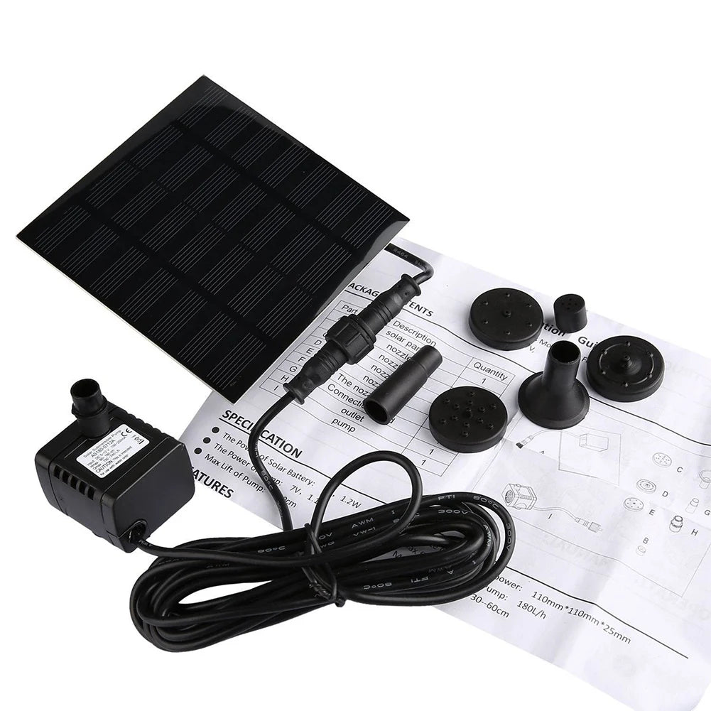 Solar Fountain Pump Kit Six Nozzles For Ponds Bird Bath
