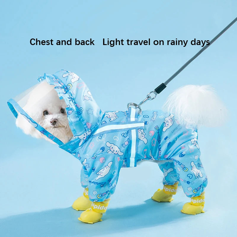 Pet Raincoat For Dogs Waterproof Hooded Rain Jacket