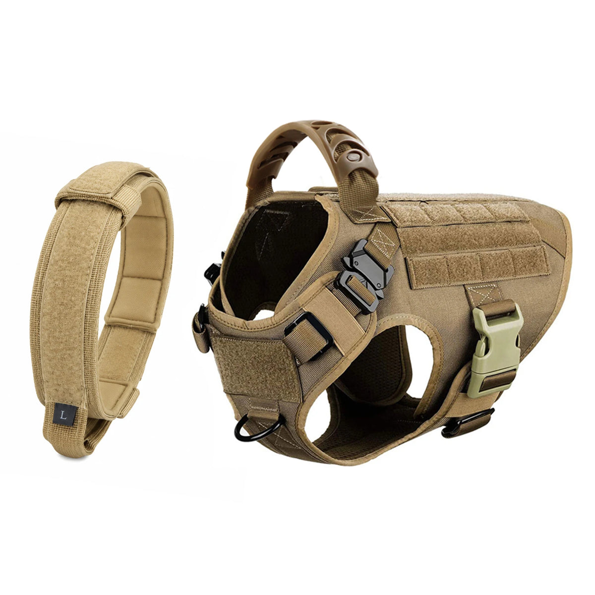 PETRAVEL Tactical Dog Harness And Collar Set For Walking Training