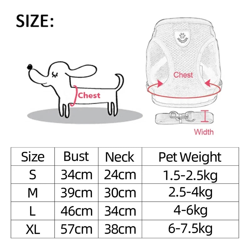 YTYINCN Dog Harness Vest With Leash Adjustable Polyester Mesh
