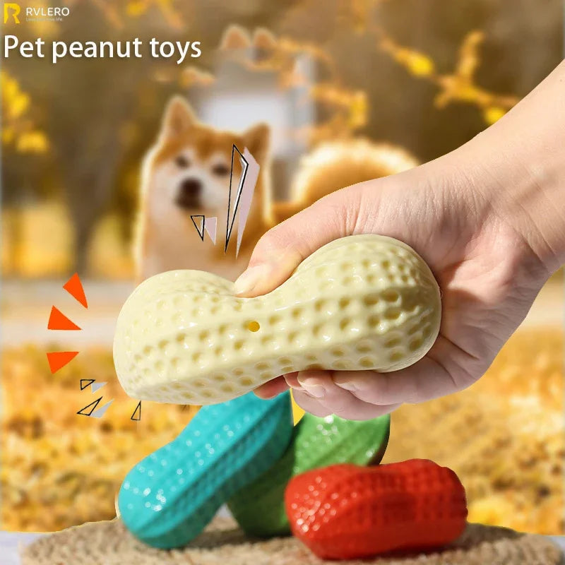 Dog Peanut Toy Squeaky Chew For Teeth Cleaning Interactive