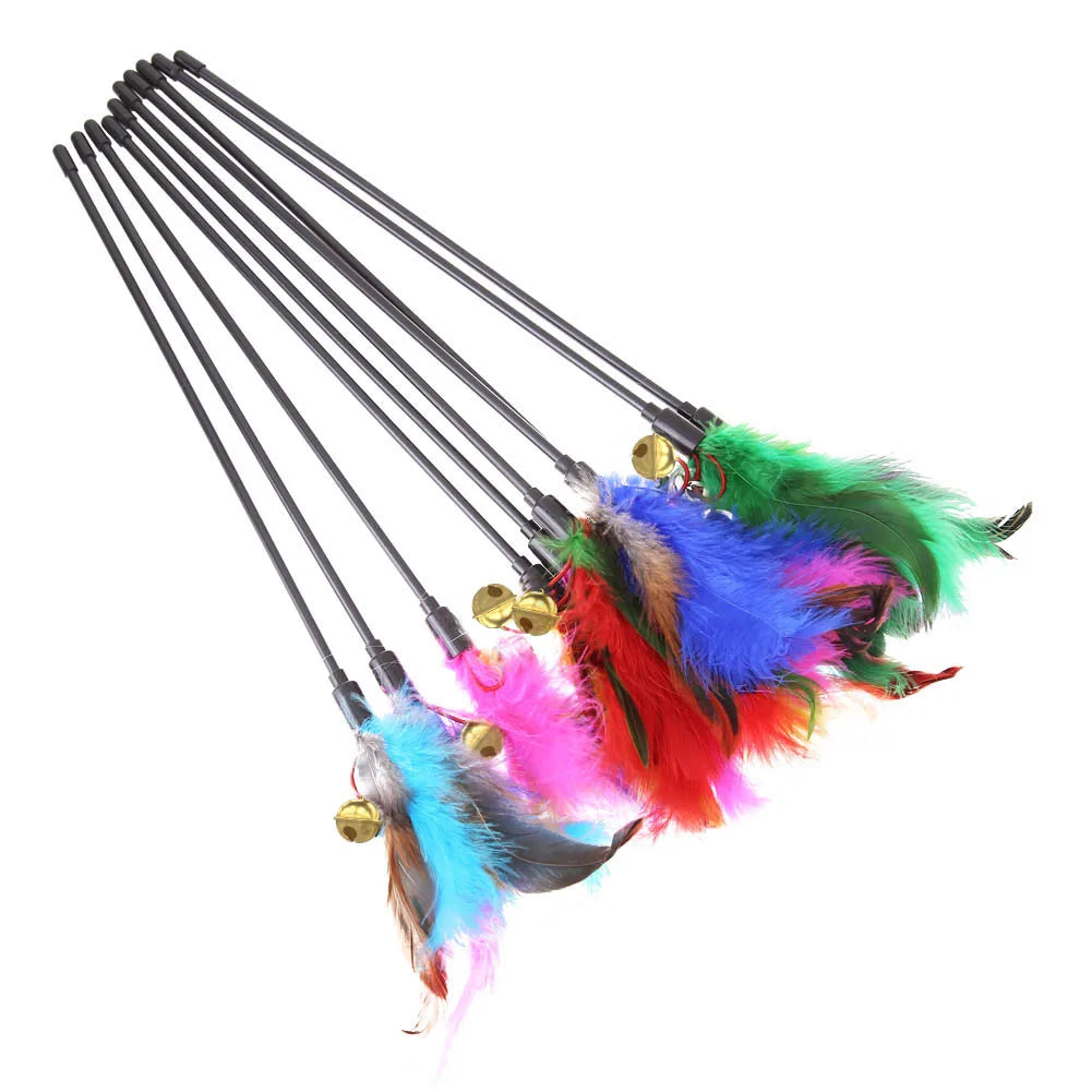 APWIKOGERCat Interactive Cat Wand With Chicken Feather Bell