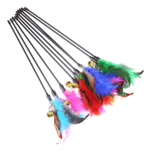 APWIKOGERCat Interactive Cat Wand With Chicken Feather Bell