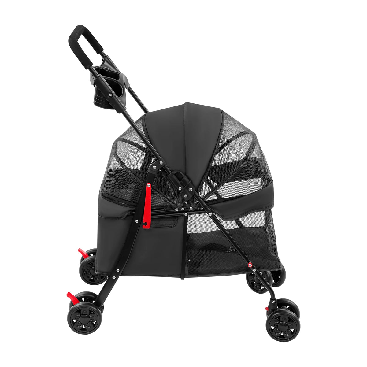 Ergonomic Foldable Pet Travel Cart With Breathable Mesh Ventilation