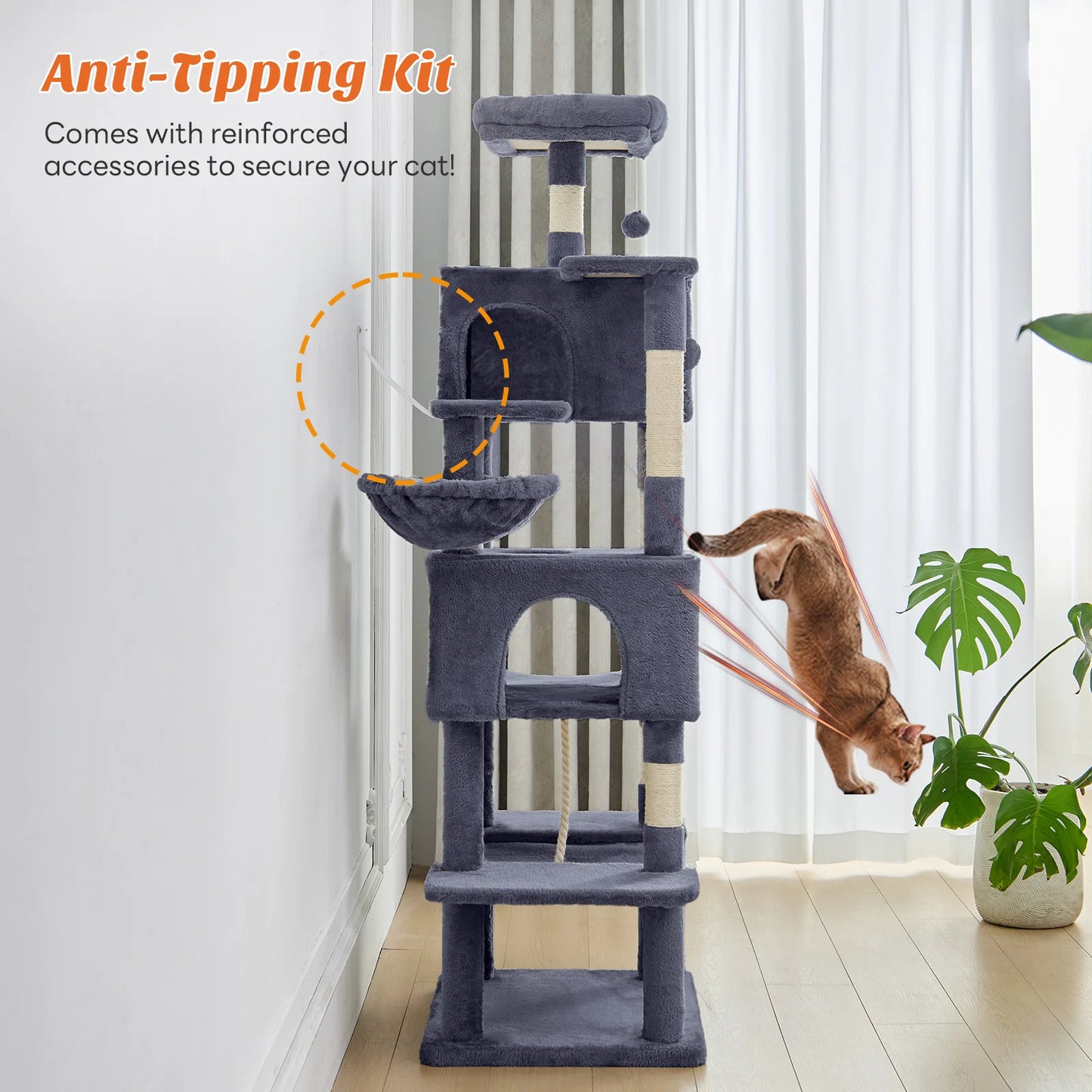 MCQ Cat Tree Tower With Sisal Scratching Posts Pet Condo