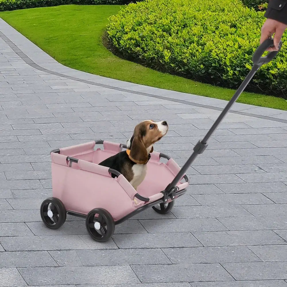 Folding Dog Cart Stroller With Four Wheels For Travel