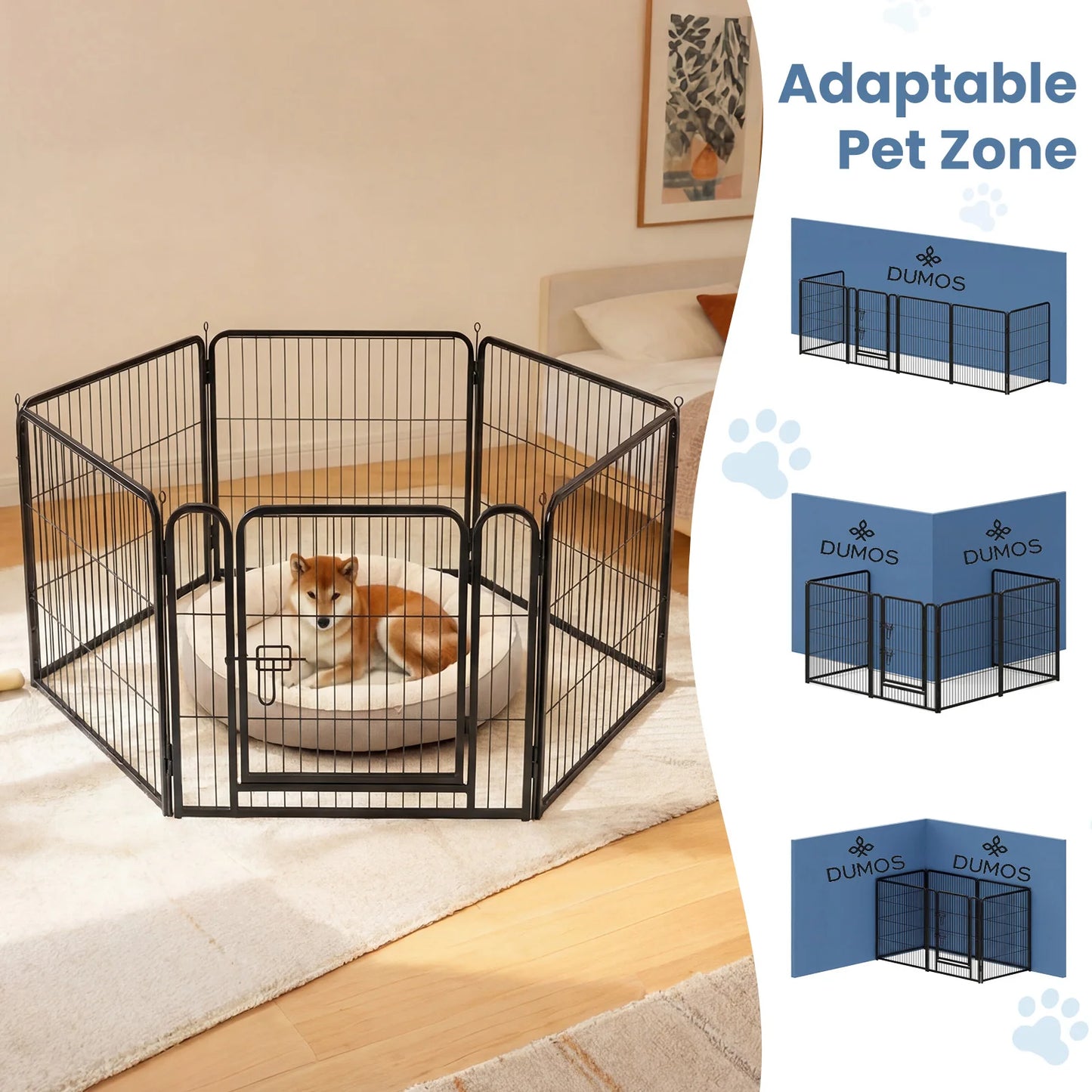 JHK 6 Panels Metal Dog Playpen Fence Foldable For Outdoor Yard