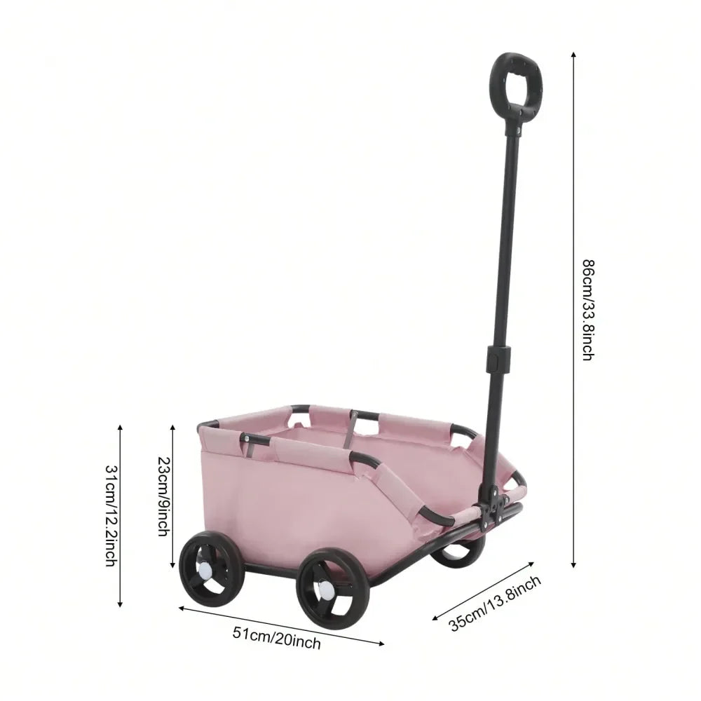 Folding Dog Cart Stroller With Four Wheels For Travel