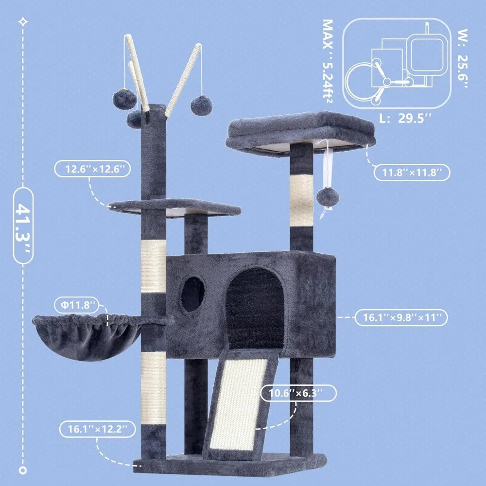 NBVCX Cat Tree Tower With Scratching Posts And Hammock