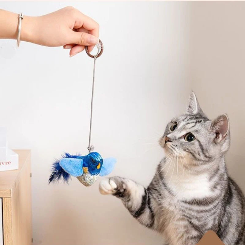 Wall Mounted Sound Activated Plush Bird Catnip Kitten Toy