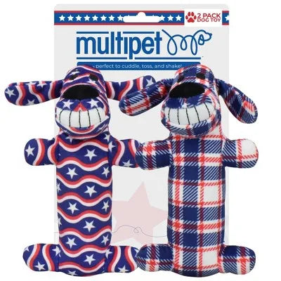 Interactive Dog Toy Loofa Americana Stars Stripes 2 Pack