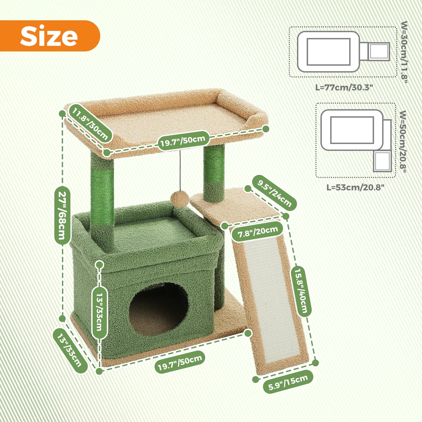 PAWZ Road Three-Tier Indoor Cat Tree with Sisal Scratching Post
