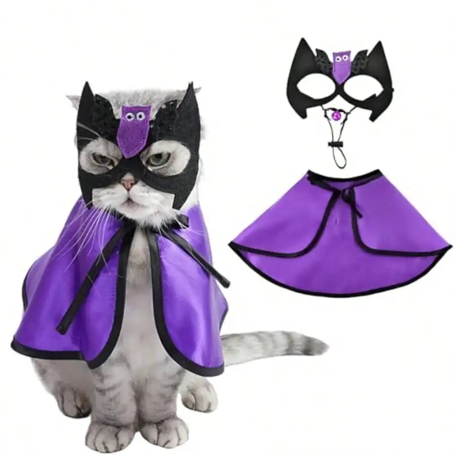 Pet Vampire Bat Cape Costume With Mask For Halloween