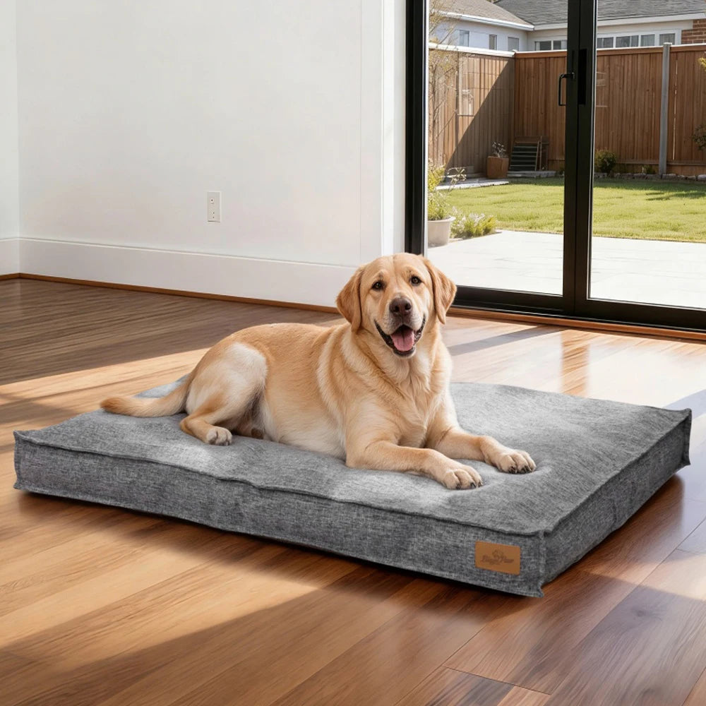 Borwart Orthopedic Linen Dog Bed With Removable Waterproof Cover