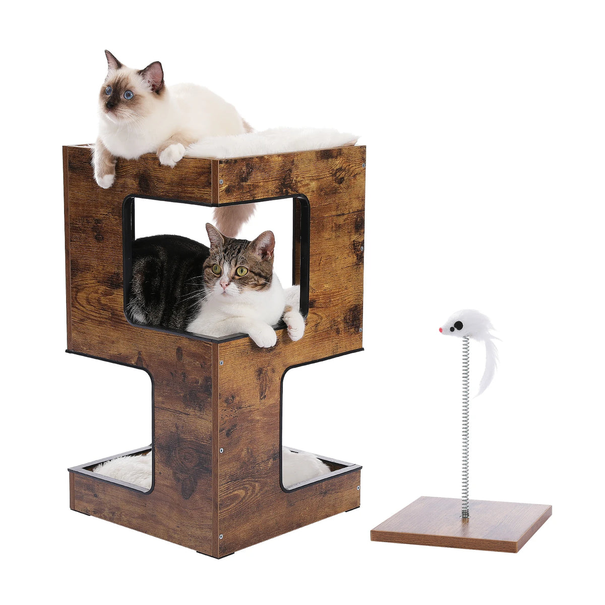 Pawz Road Modern Wood Cat Condo House With Removable Mats