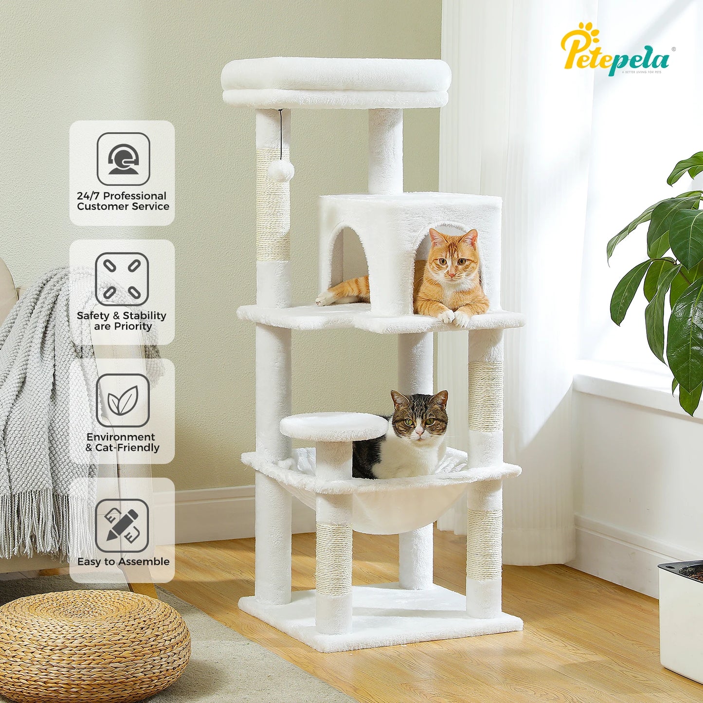 PETEPELA Cat Tree for Indoor Cats Five Level Tower