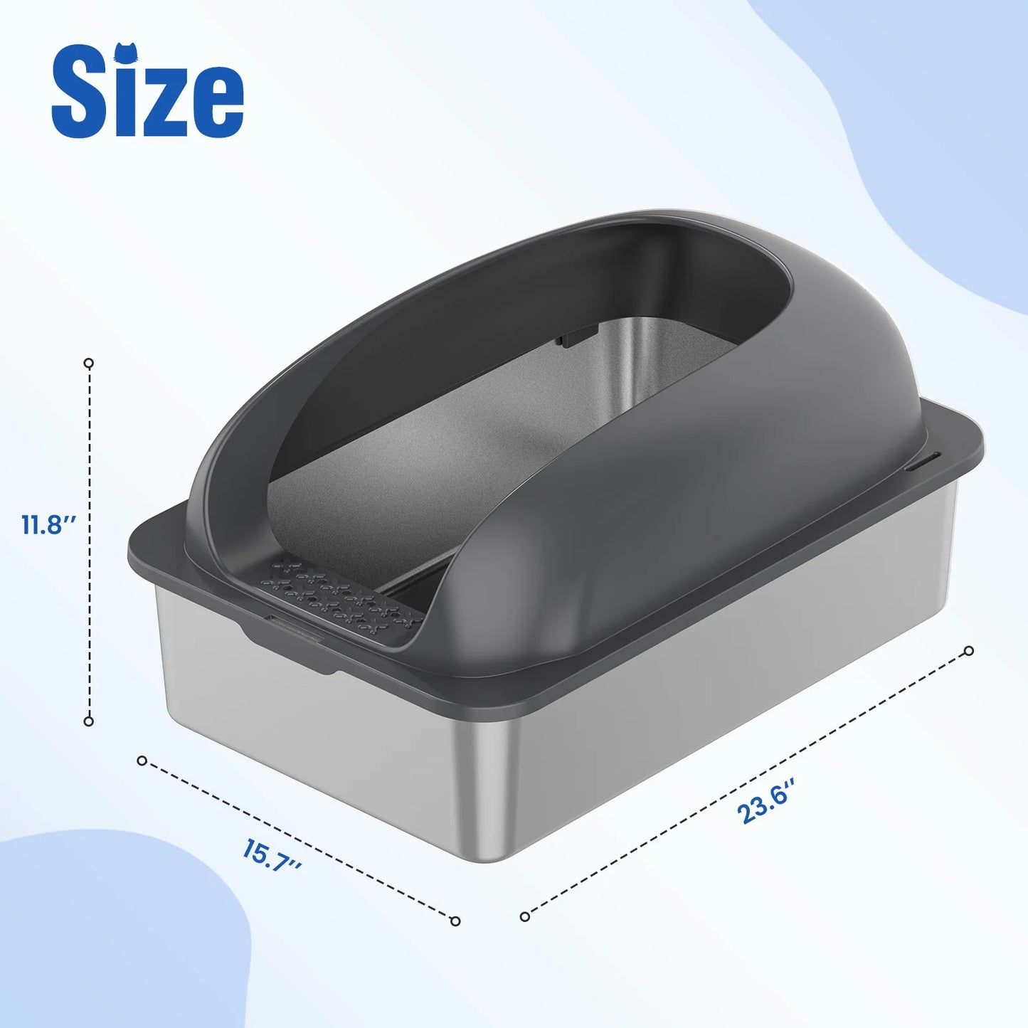 JHK Stainless Steel Large Cat Litter Box With Lid And Mat
