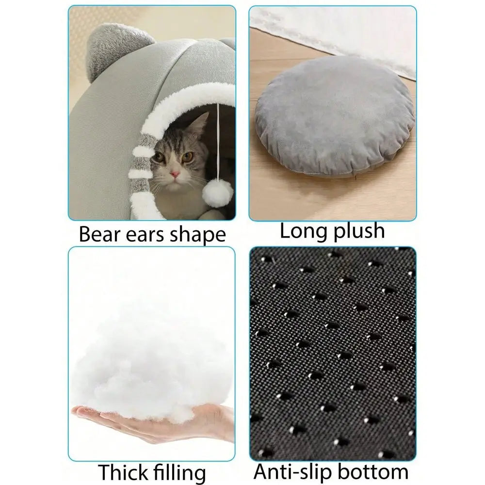 Washable Soft Cat Bed House for Indoor Cats and Kittens