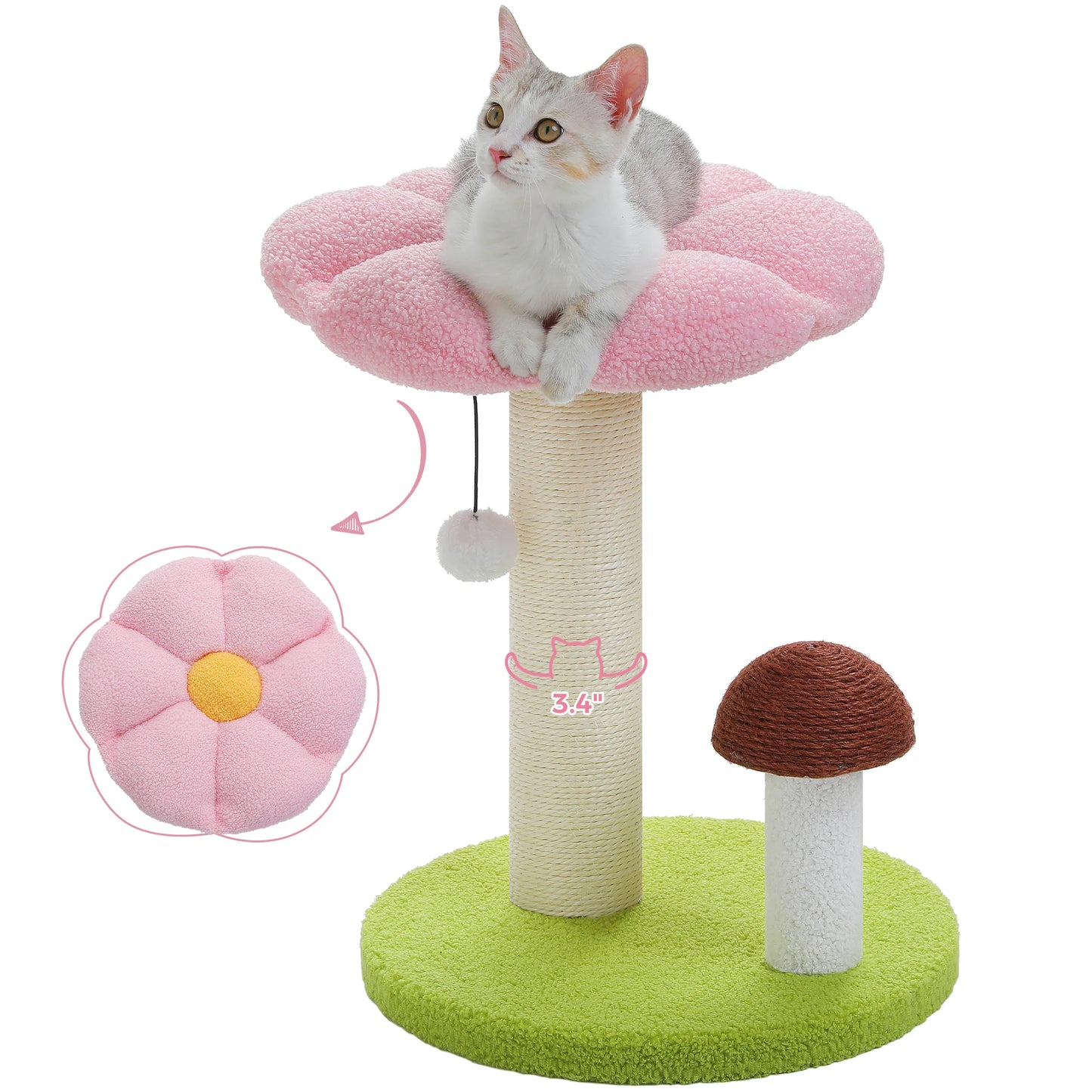 PAWZ Road Mushroom Cat Scratching Posts With Removable Flower Bed