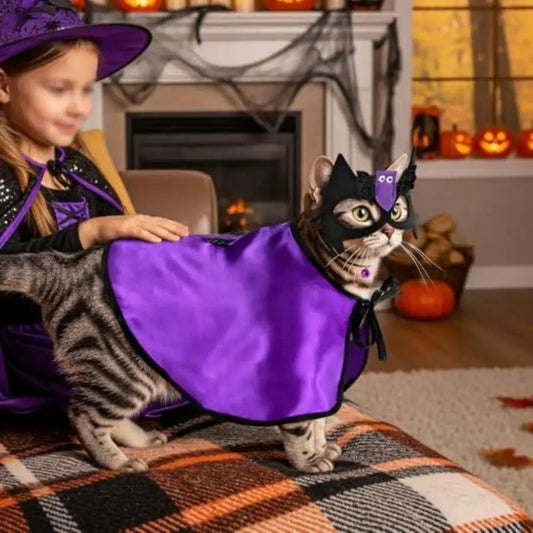 Pet Vampire Bat Cape Costume With Mask For Halloween