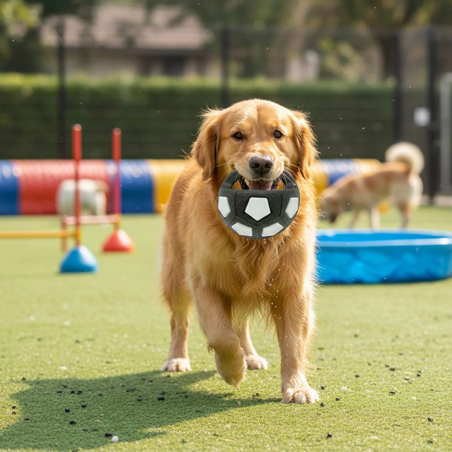 Dog Calming Ball With Handle Interactive Squeaky Football Toy