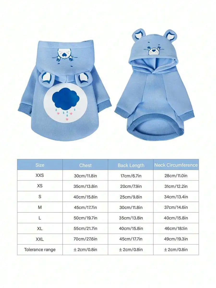 Bear Face Hooded Pet Sweater Cloud Print for Dogs Warm